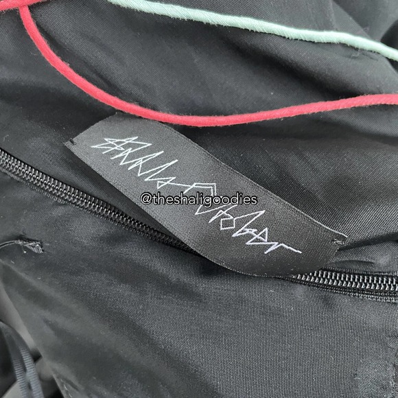 ANNA OCTOBER Ruffled Satin Midi Dress Black - Picture 7 of 8